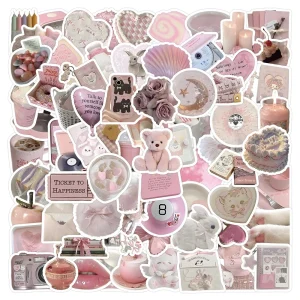 Set 103 stickers màu hồng