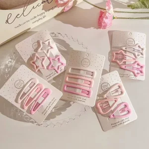 Set kẹp tóc pastel hồng ngọt ngào 🌸⭐💗
